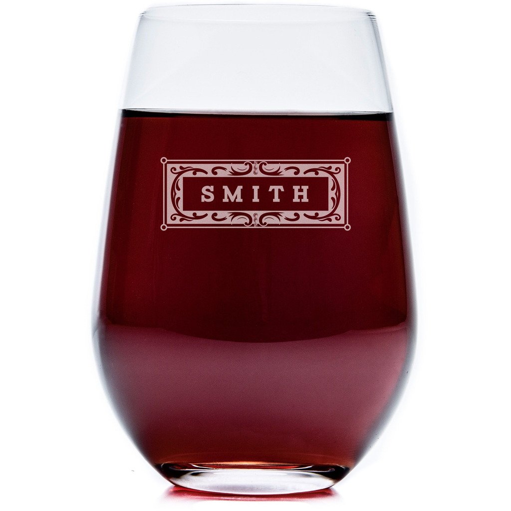 Personalized stemless wine glass set